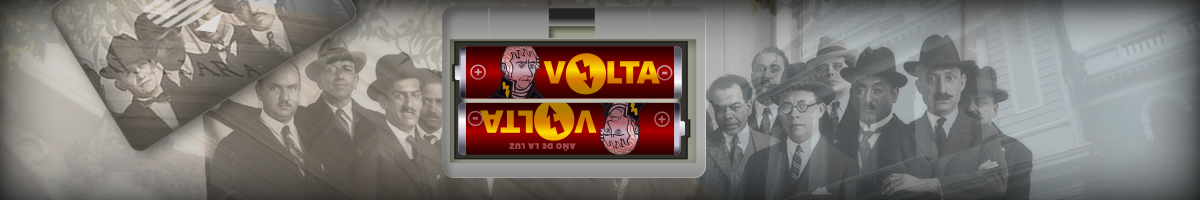 18 de febrero de 1745 – Nace el físico italiano Alessandro Volta (270 aniversario) ilustración con pilas voltaicas, simulando estar en la portada del portal UDG.MX