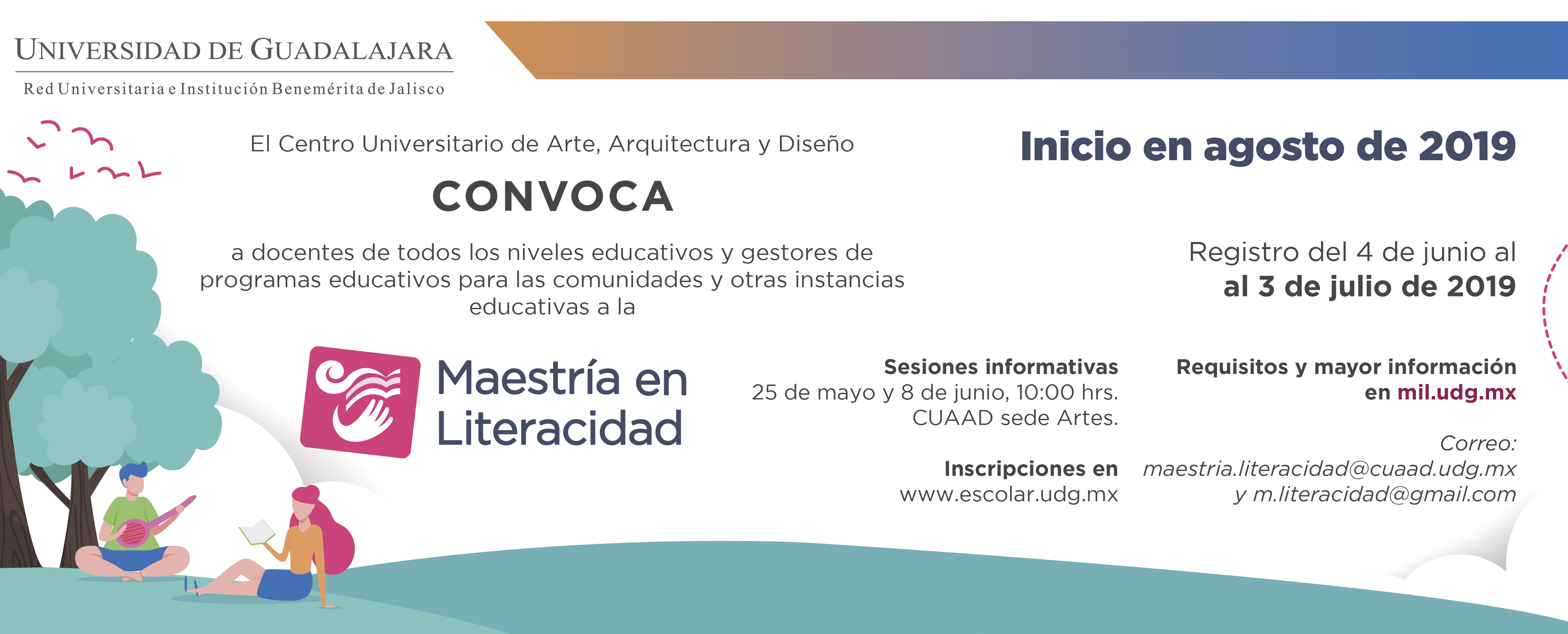 Cartel informativo sobre la Maestría en Literacidad, en el CUAAD sede Artes