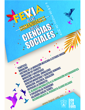 Cartel informativo sobre la VI Feria de las Humanidades y de las Ciencias Sociales, del 6 al 8 de marzo, CULagos