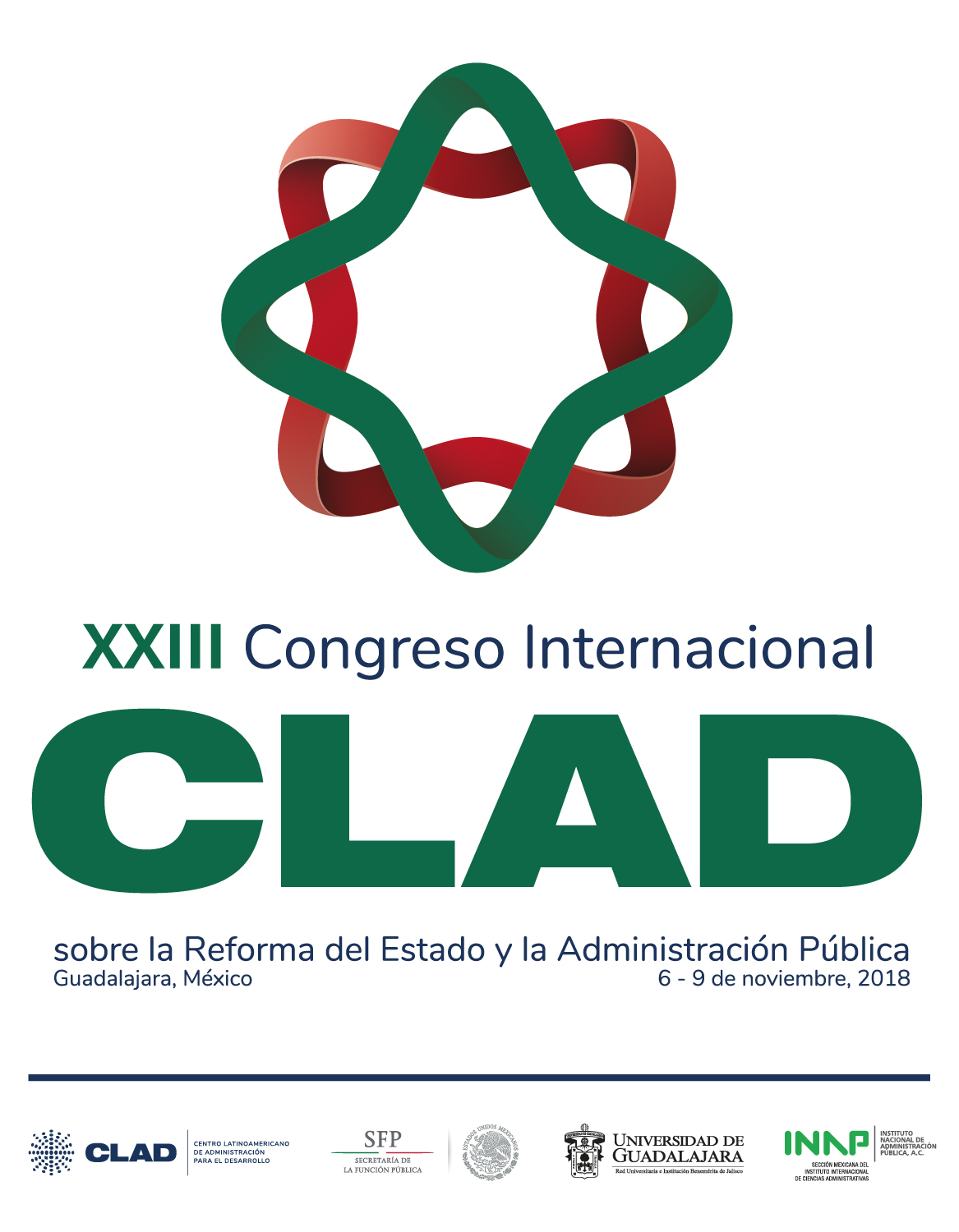 Cartel informativo sobre el XXIII Congreso Internacional del CLAD sobre la Reforma del Estado y de la Administración Pública del 6 al 9 de noviembre