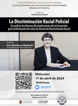 Cartel de la Conferencia virtual: La discriminación racial policial