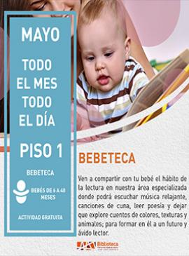 Bebeteca Cartel con información de la Bebeteca de la Biblioteca Pública del Estado de Jalisco "Juan José Arreola"