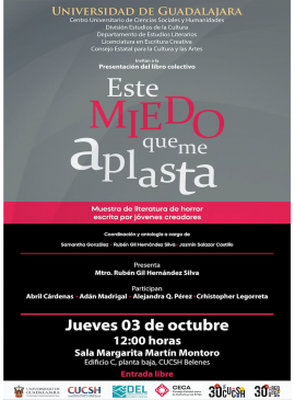 Cartel de la Presentación del libro colectivo: Este miedo que me aplasta Cartel de la Presentación del libro colectivo: Este miedo que me aplasta