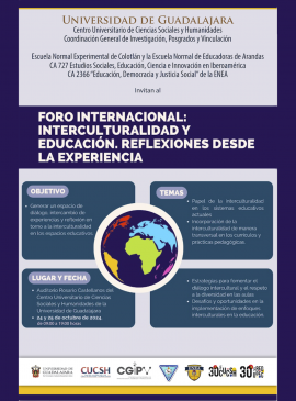 Cartel del Foro Internacional: Interculturalidad y educación. Reflexiones desde la experiencia Cartel del Foro Internacional: Interculturalidad y educación. Reflexiones desde la experiencia