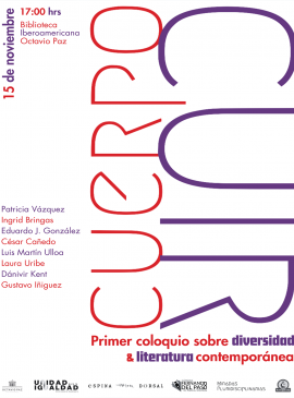 Cartel del Primer coloquio sobre diversidad y literatura contemporánea CUERPO CUIR Cartel del Primer coloquio sobre diversidad y literatura contemporánea CUERPO CUIR