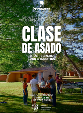 Cartel de la Clase de asado en el Hotel Villa Primavera Cartel de la Clase de asado en el Hotel Villa Primavera