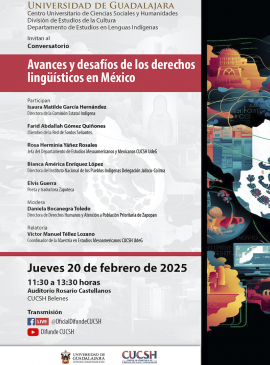 Cartel del Conversatorio: Avances y desafíos de los derechos lingüísticos en México Cartel del Conversatorio: Avances y desafíos de los derechos lingüísticos en México
