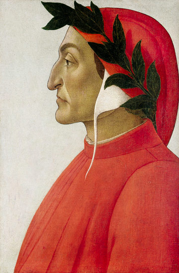 Retrato de Dante Alighieri pintado por Sandro Boticelli