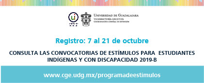 Cartel para anunciar el Programa de estímulos económicos para estudiantes con discapacidad y estudiantes indígenas 2019-B