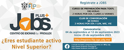 Cartel de ¿Eres estudiante activo nivel superior Regístrate a JOBS
