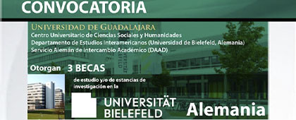 Cartel de la Convocatoria: 3 becas de estudio y/o estancias de investigación en la Universidad de Bielefeld, Alemania