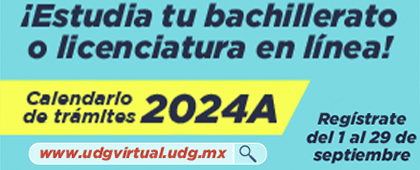 Cartel de ¡Estudia tu bachillerato o licenciatura en línea! Calendario de trámites 2024A