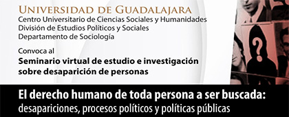 Cartel del Seminario virtual de estudio e investigación sobre desaparición de personas