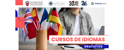 Cartel de cursos de idiomas gratuitos en el CUNorte