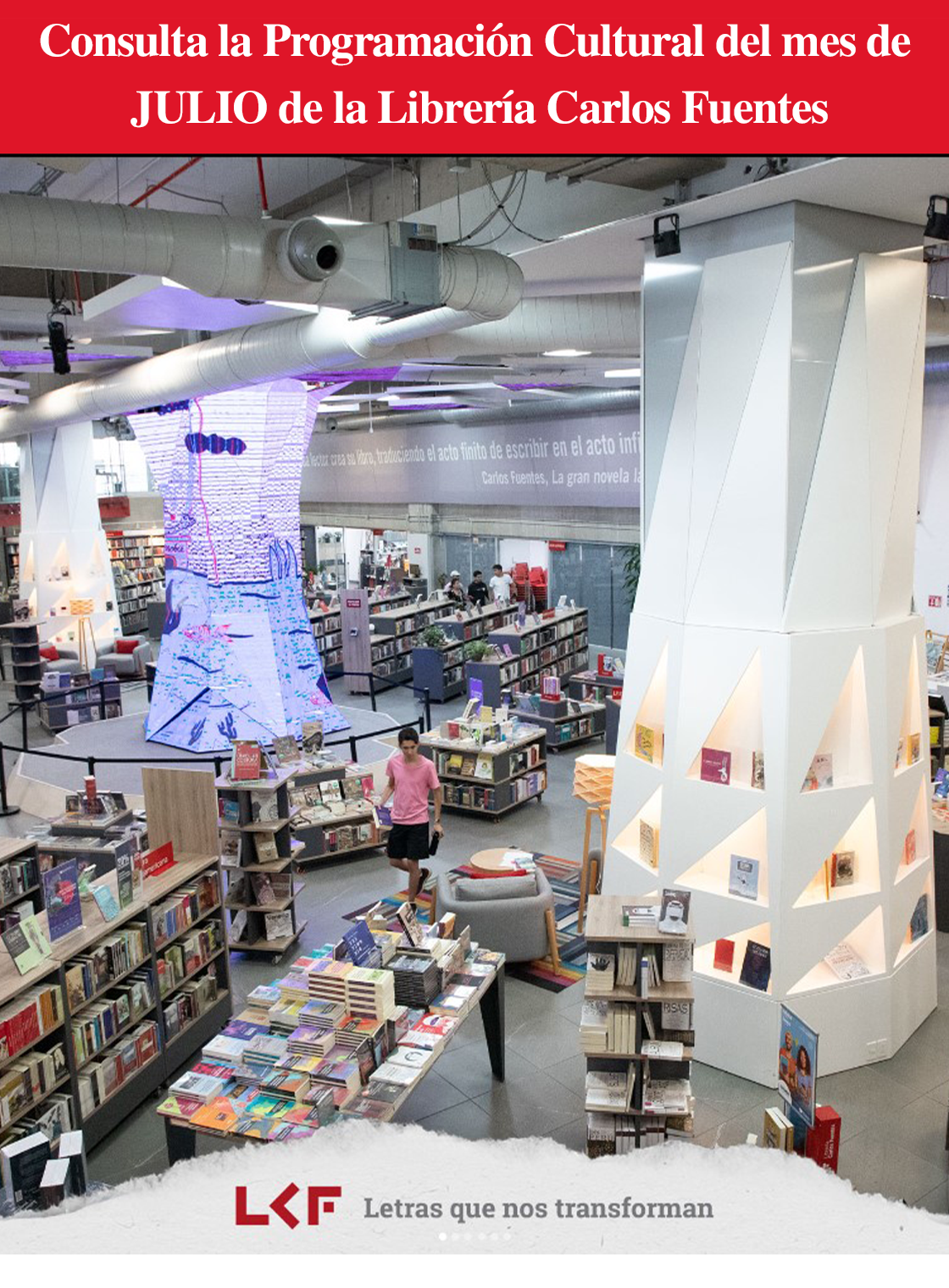 Programación del mes de JULIO de la Librería Carlos Fuentes