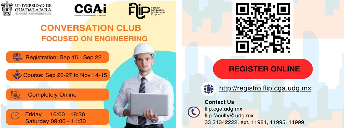 Cartel de Conversation Club Focused on Engineering