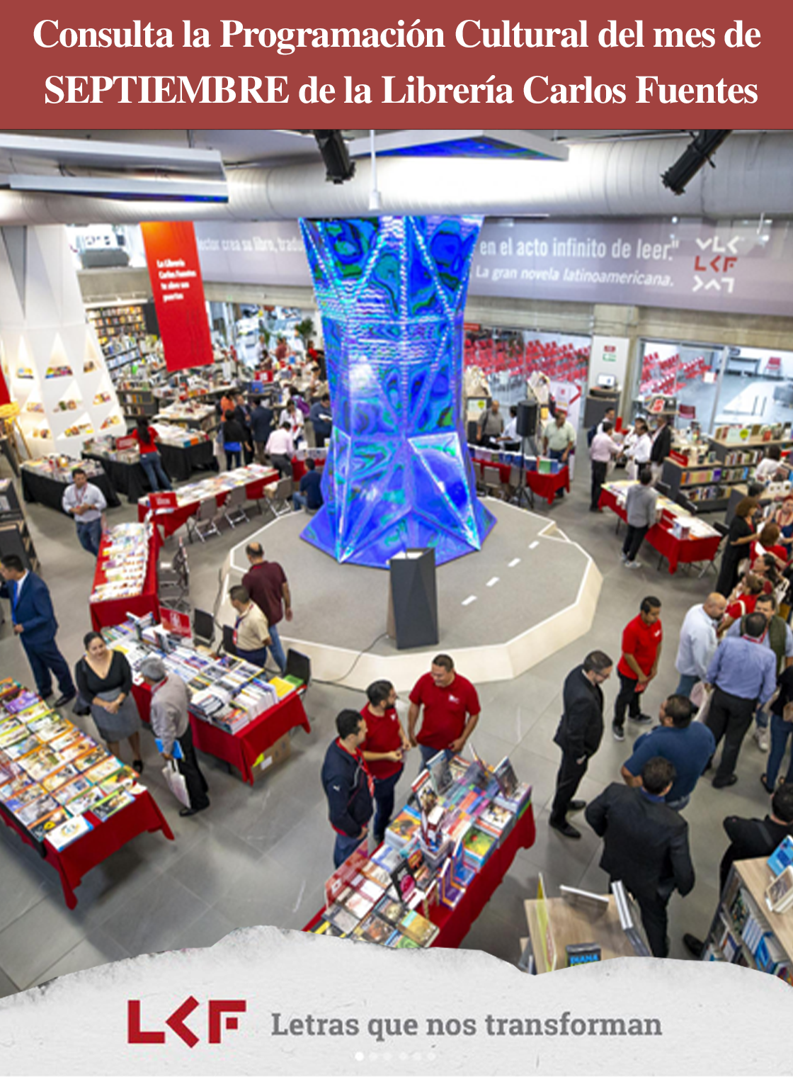Programación del mes de SEPTIEMBRE de la Librería Carlos Fuentes