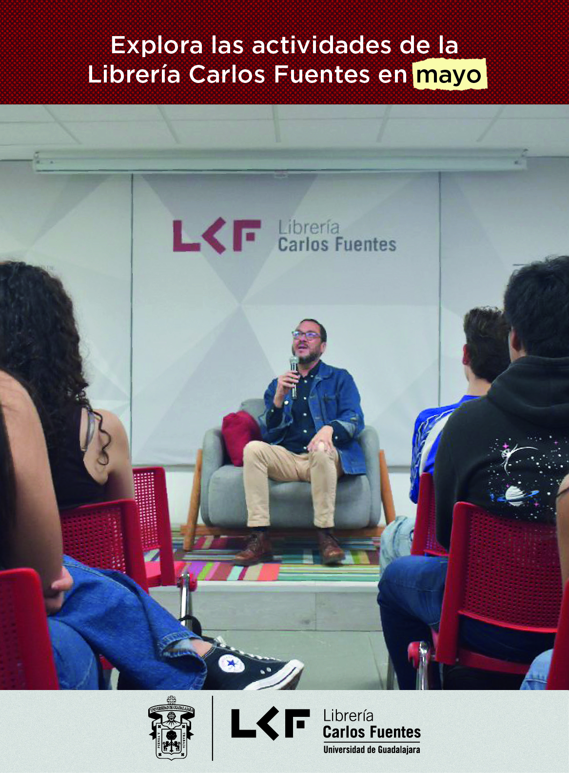 Banner de la Programación del mes de MAYO de la Librería Carlos Fuentes