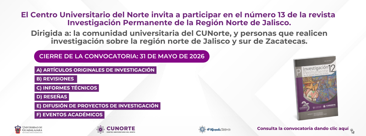 Cartel de Participa en el número 13 de la revista Investigación Permanente de la Región Norte de Jalisco