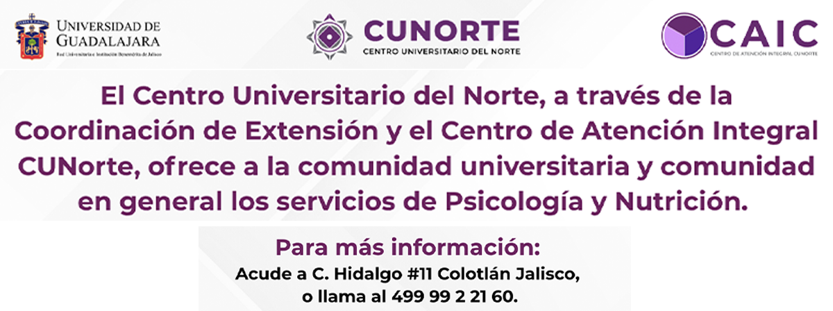 Cartel de los Servicios del Centro de Atención Integral CUNorte (CAIC)