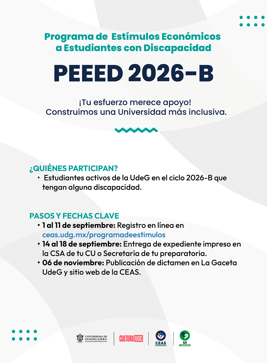 Programa de Estímulos Económicos a Estudiantes Indígenas y a Estudiantes con Discapacidad, calendario 2026B