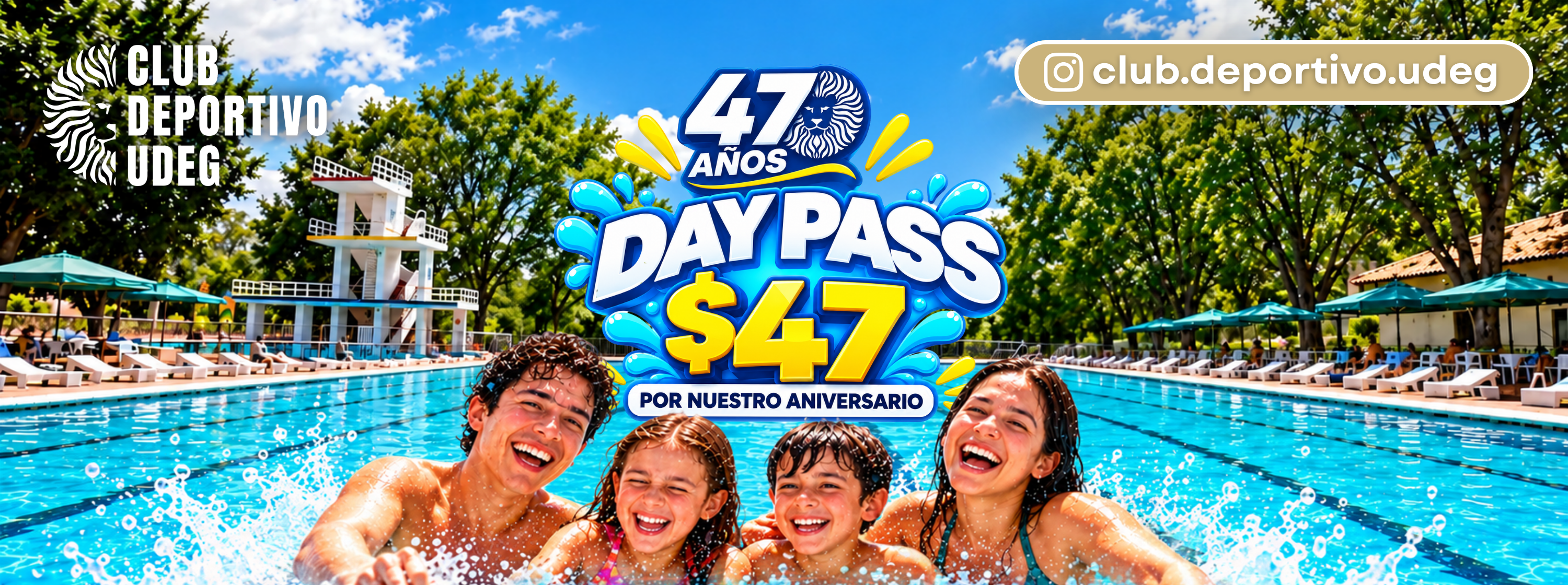Cartel ¡Llegó el 47º aniversario del Club Deportivo UdeG y queremos celebrarlo contigo!
