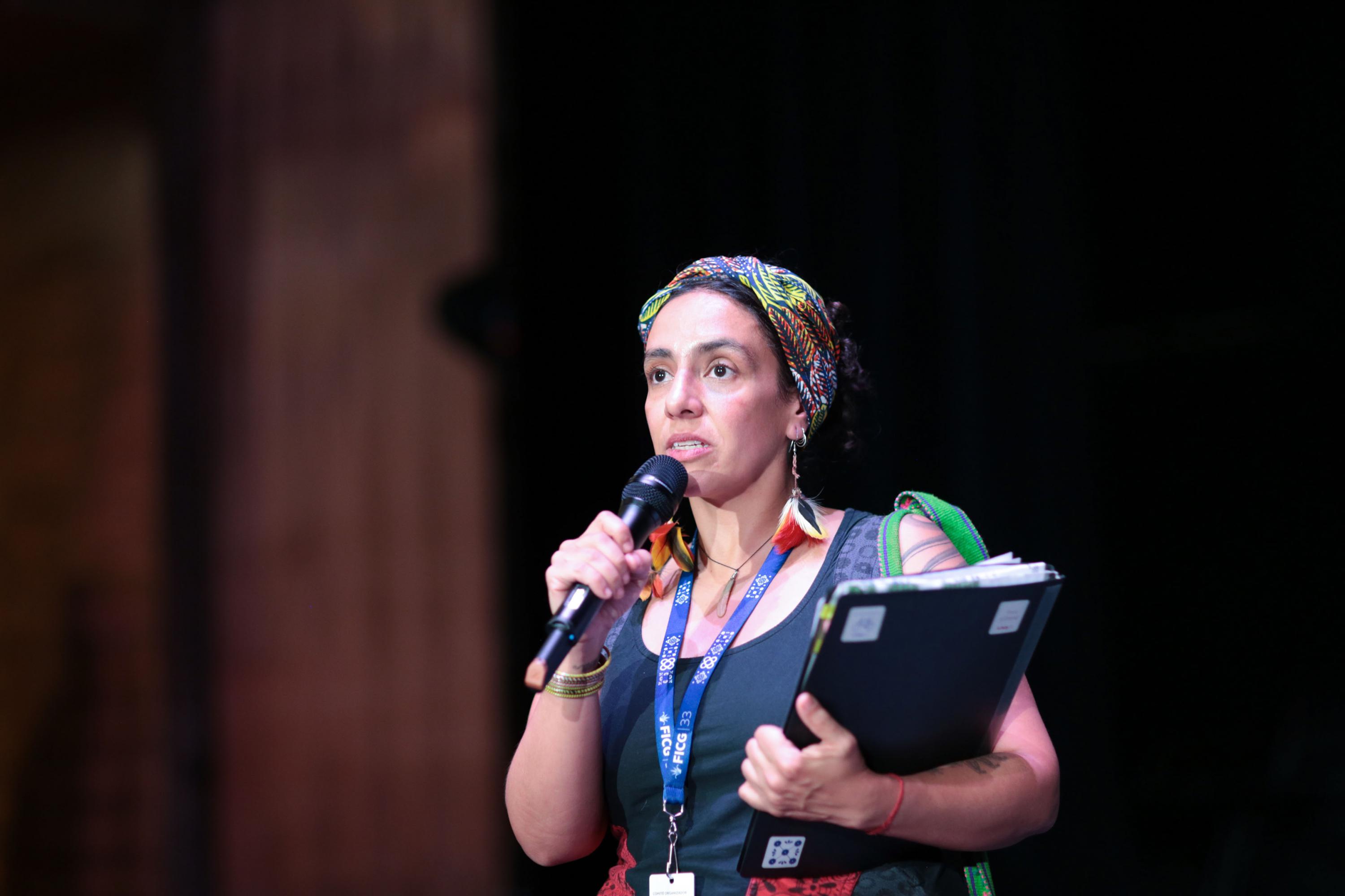 Representante de la Feria Internacional del Cine en Guadalajara, haciendo uso de la palabra. 