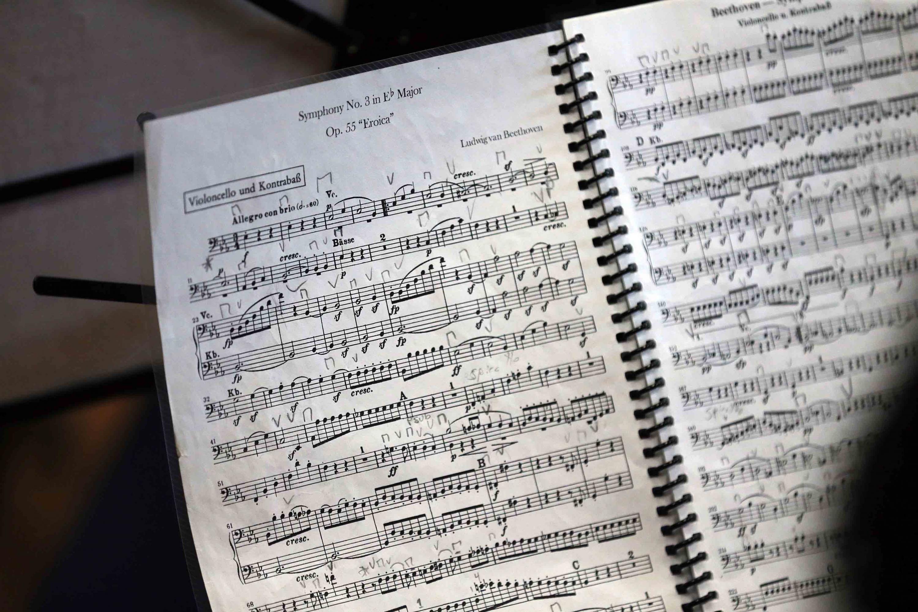 Partitura de la tercer sinfonía de Beethoven