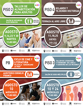 Programación cultural del mes de agosto de la Biblioteca Pública del Estado de Jalisco