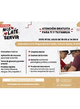Cartel de las Brigadas gratuitas: Nos late servir en la UdeG (1 de julio)