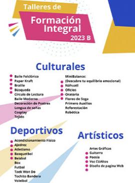 Cartel de los Talleres de formación integral 2023B CUAltos