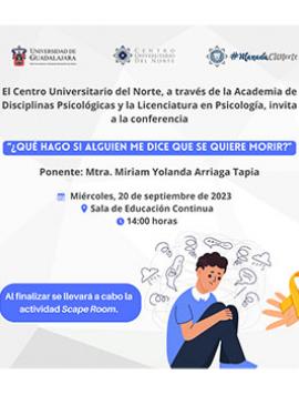 Cartel de la Conferencia: ¿Qué hago si alguien me dice que se quiere morir?