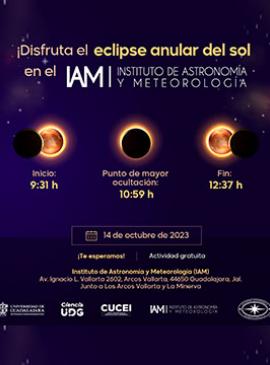 Cartel de ¡Disfruta el eclipse anular del sol en el Instituto de Astronomía y Meteorología!