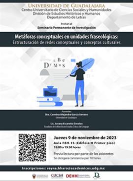Cartel de la Conferencia: "Metáforas conceptuales en unidades fraseológicas: Estructuras de redes conceptuales y conceptos culturales”