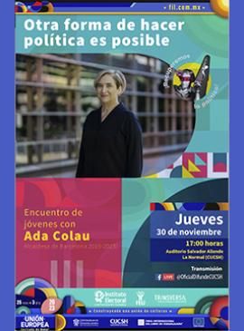 Cartel del Encuentro de jóvenes con Ada Colau, Alcaldesa de Barcelona 2015-2023
