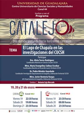 Cartel del Programa Catalejo: " El Lago de Chapala en las investigaciones del CUCSH"