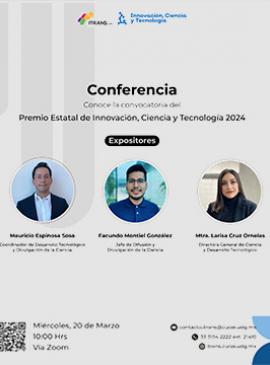 Cartel de la Conferencia Virtual del Premio Estatal de Innovación, Ciencia y Tecnología 2024