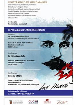 Cartel de la Conferencia magistral: El pensamiento crítico de José Martí