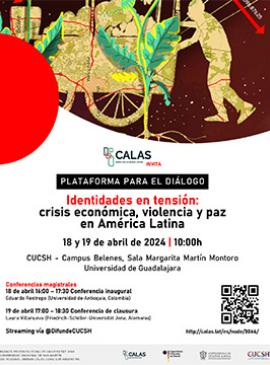 Cartel de la Plataforma para el diálogo Identidades en tensión crisis económica, violencia y paz en América Latina