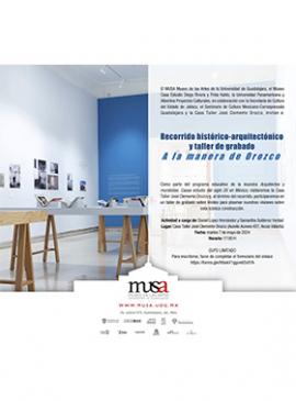 Cartel del Recorrido histórico-arquitectónico y taller de grabado a la manera de Orozco Cartel del Recorrido histórico-arquitectónico y taller de grabado a la manera de Orozco