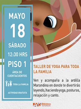 Cartel con información del Taller de Yoga para toda la familia