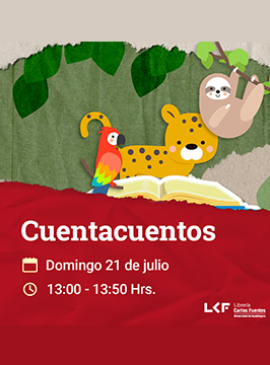 Cartel de Cuentacuentos. Título: De cuentos y adivinanzas selváticas. El cuento de la selva