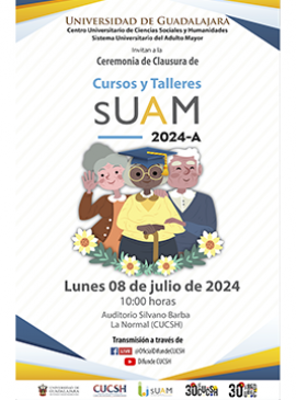 Cartel de la Ceremonia de clausura de cursos y talleres SUAM 2024-A