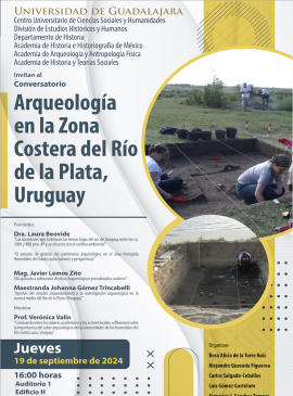 Cartel del Conversatorio: Arqueología en la Zona Costera del Río de la Plata, Uruguay