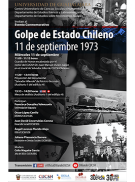 Cartel del Evento conmemorativo: Golpe de Estado Chileno, 11 de septiembre de 1973