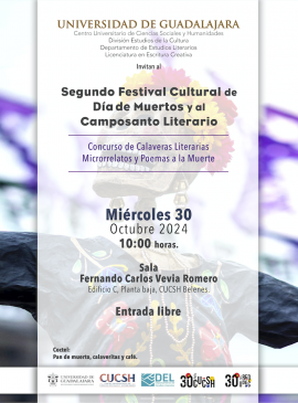 Cartel del Segundo Festival Cultural de Día de Muertos y al Camposanto Literario