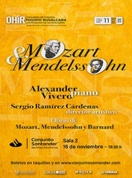 Cartel con información del OHIR de la UdeG programa 11: Mozart y Mendelssohn
