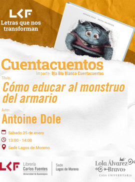 Cartel del Cuentacuentos. Título: Cómo educar al monstruo del armario Cartel del Cuentacuentos. Título: Cómo educar al monstruo del armario