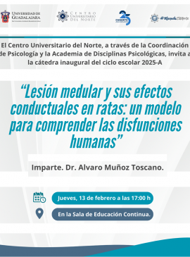Cartel de la Conferencia: Lesión medular y sus efectos conductuales en ratas: Un modelo para comprender las disfunciones humanas Cartel de la Conferencia: Lesión medular y sus efectos conductuales en ratas: Un modelo para comprender las disfunciones humanas