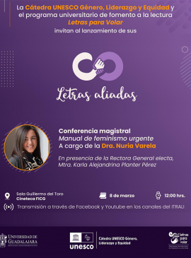 Cartel de la Conferencia magistral: Manual de feminismo urgente Cartel de la Conferencia magistral: Manual de feminismo urgente